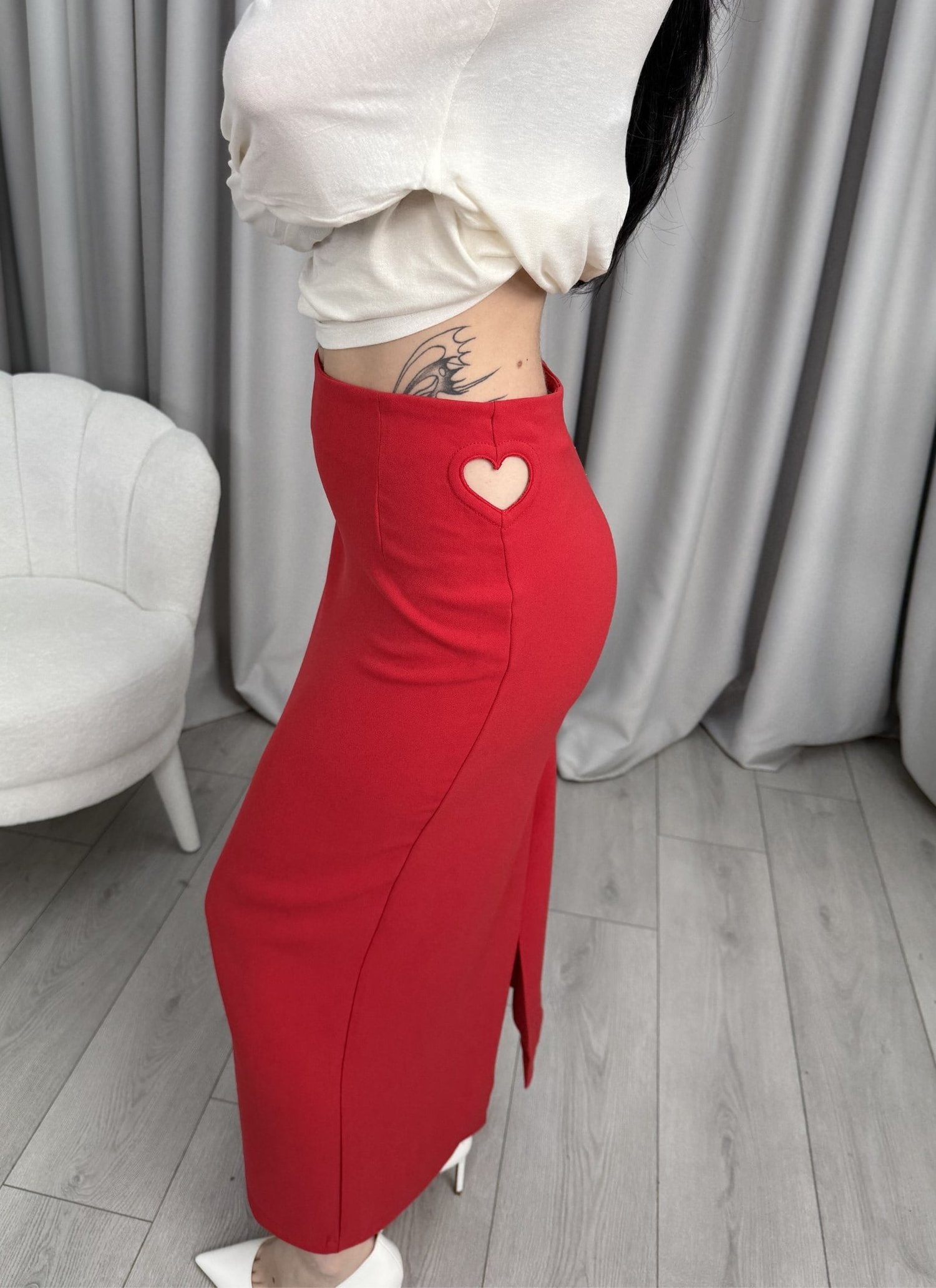 Amore Kalp Detay Etek Kırmızı