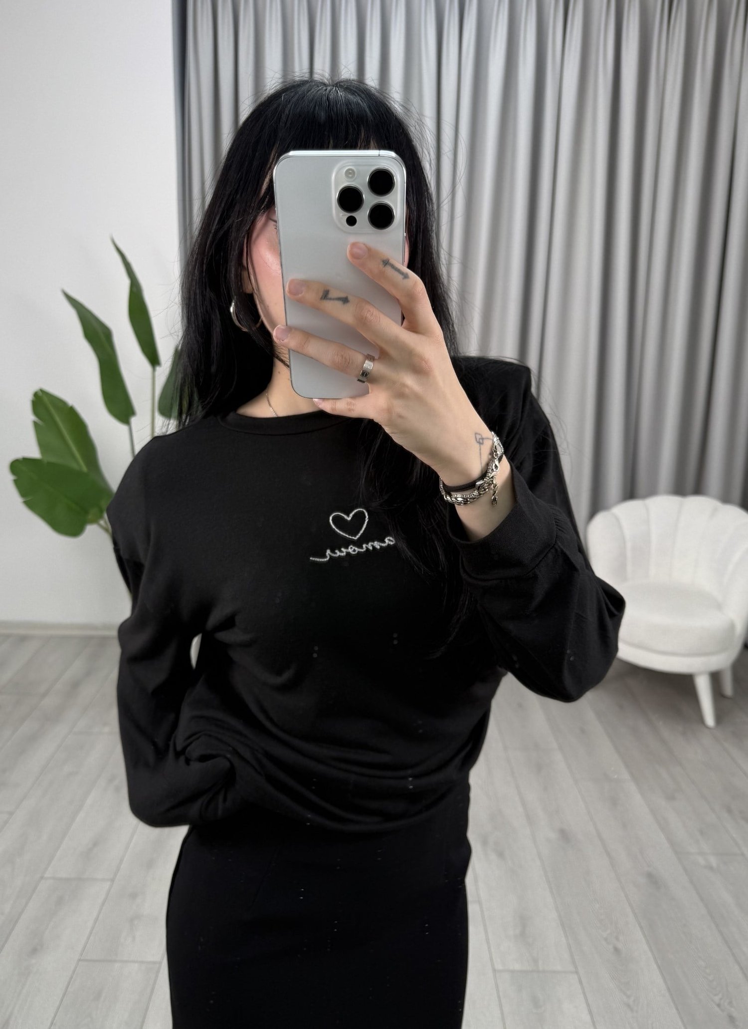 Amore Kaşmir Dokulu Bluz Siyah