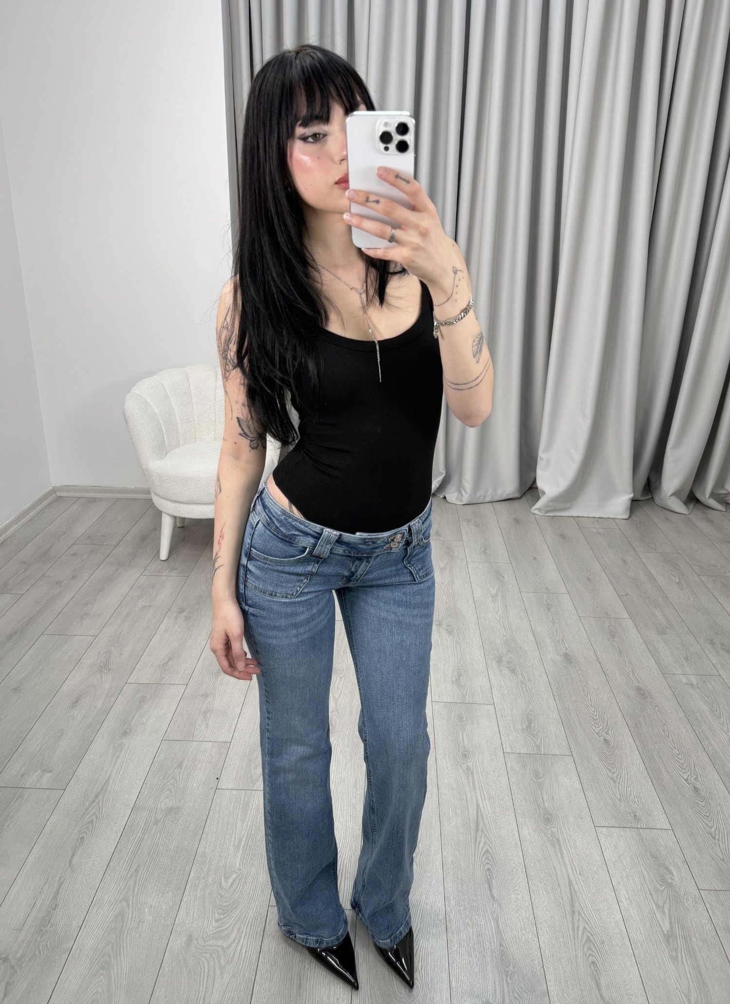 Angel Nakışlı Düşük Bel Pantolon