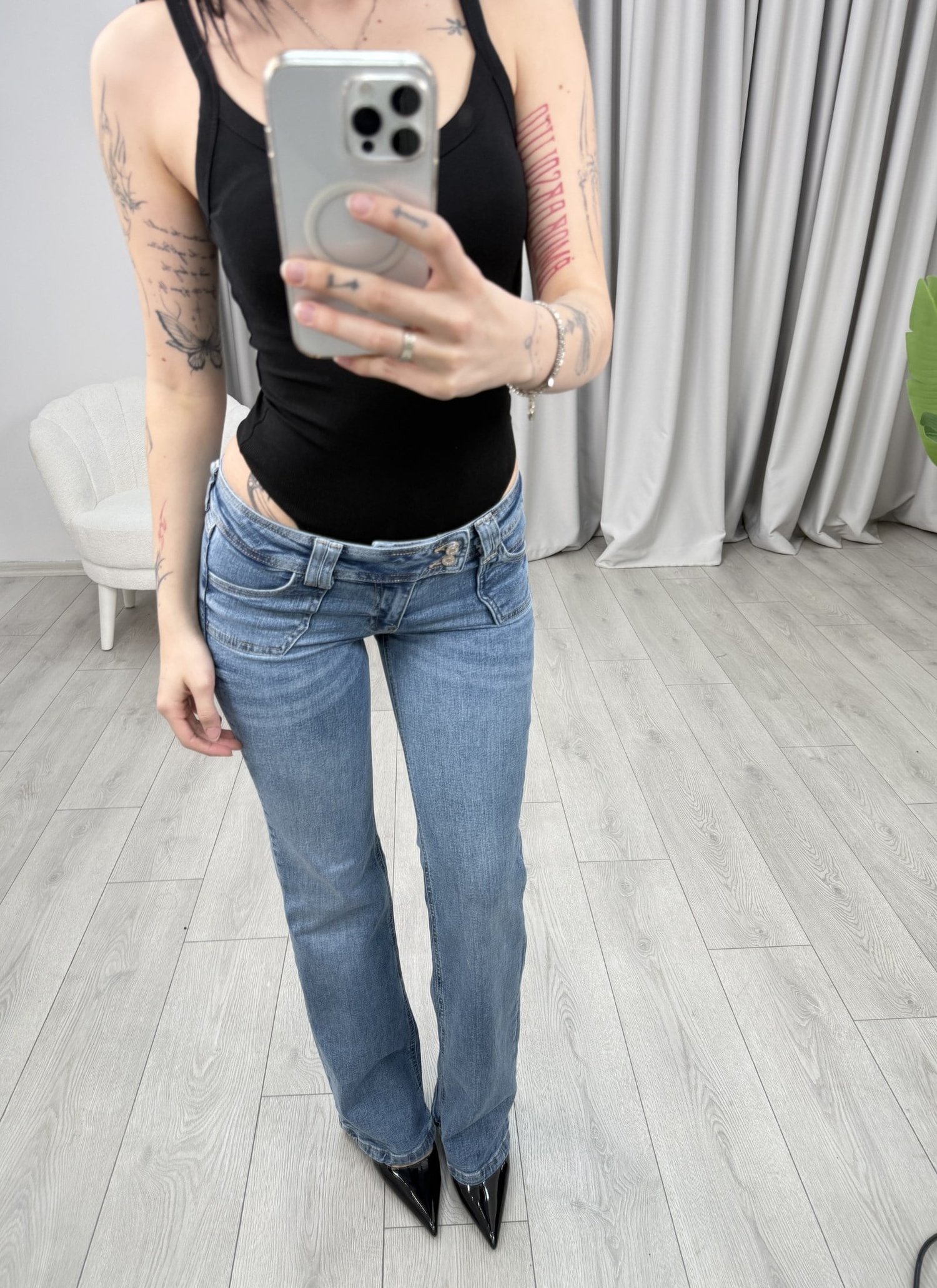 Angel Nakışlı Düşük Bel Pantolon