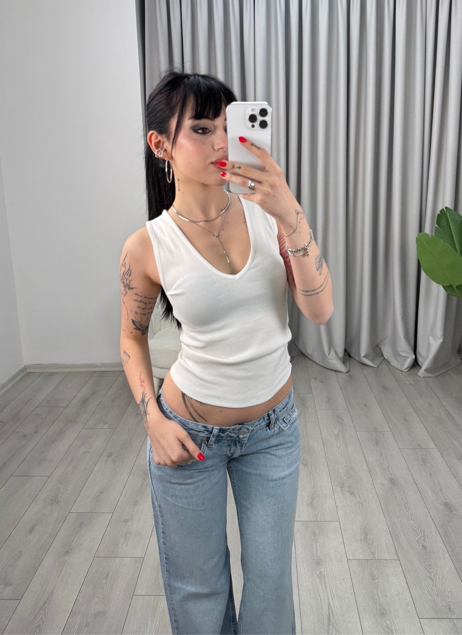 Denise Basic Bluz Beyaz
