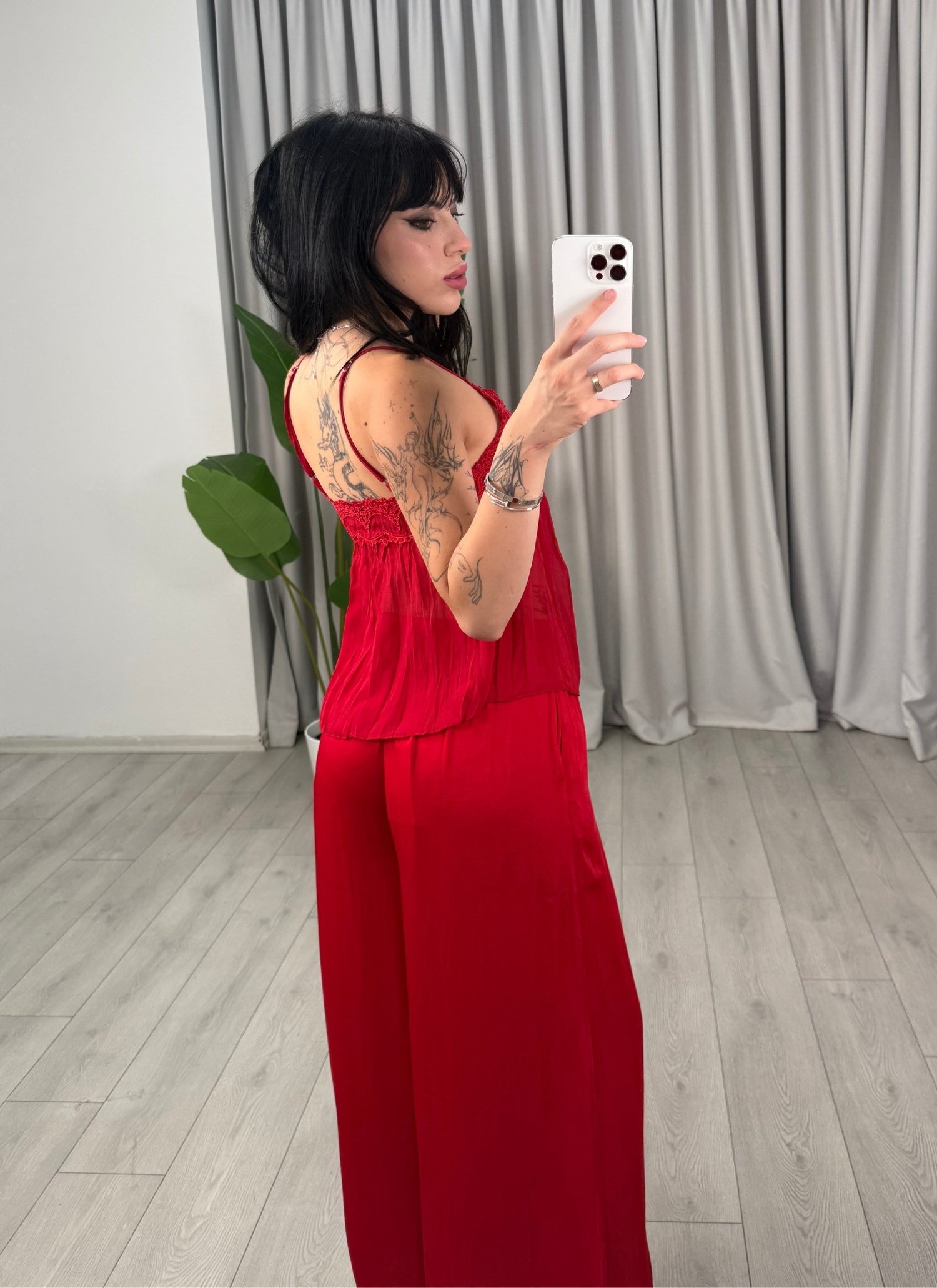 Jasmine Dökümlü Bluz Kırmızı