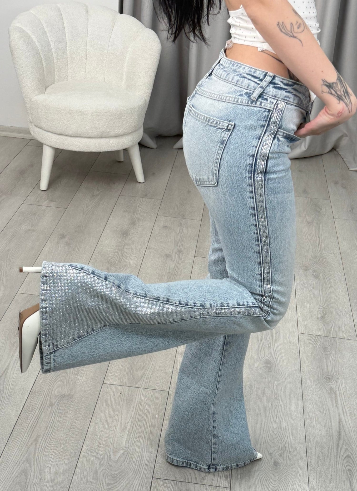 Lamira Taşlı Jean Mavi