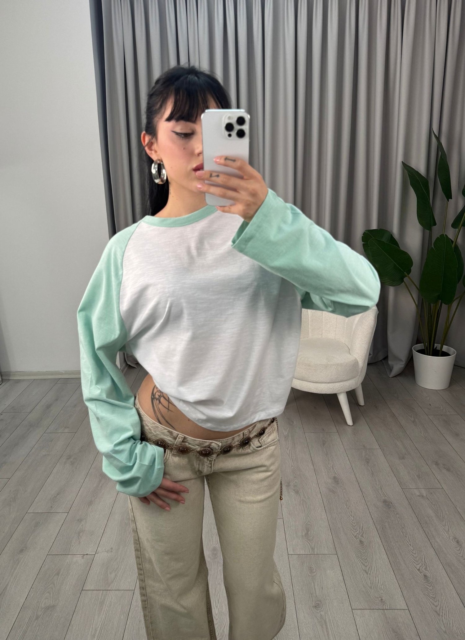 Lora Bluz Mint Yeşili