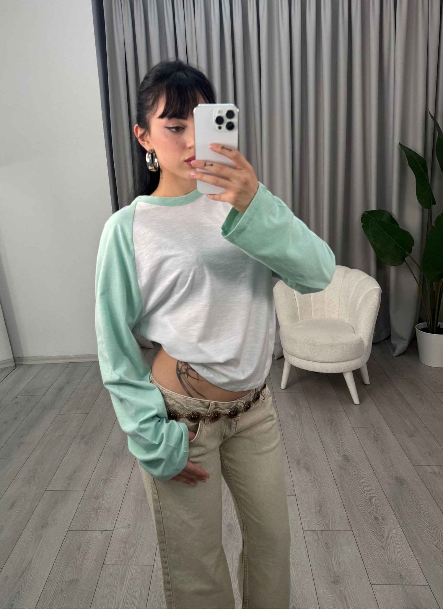 Lora Bluz Mint Yeşili