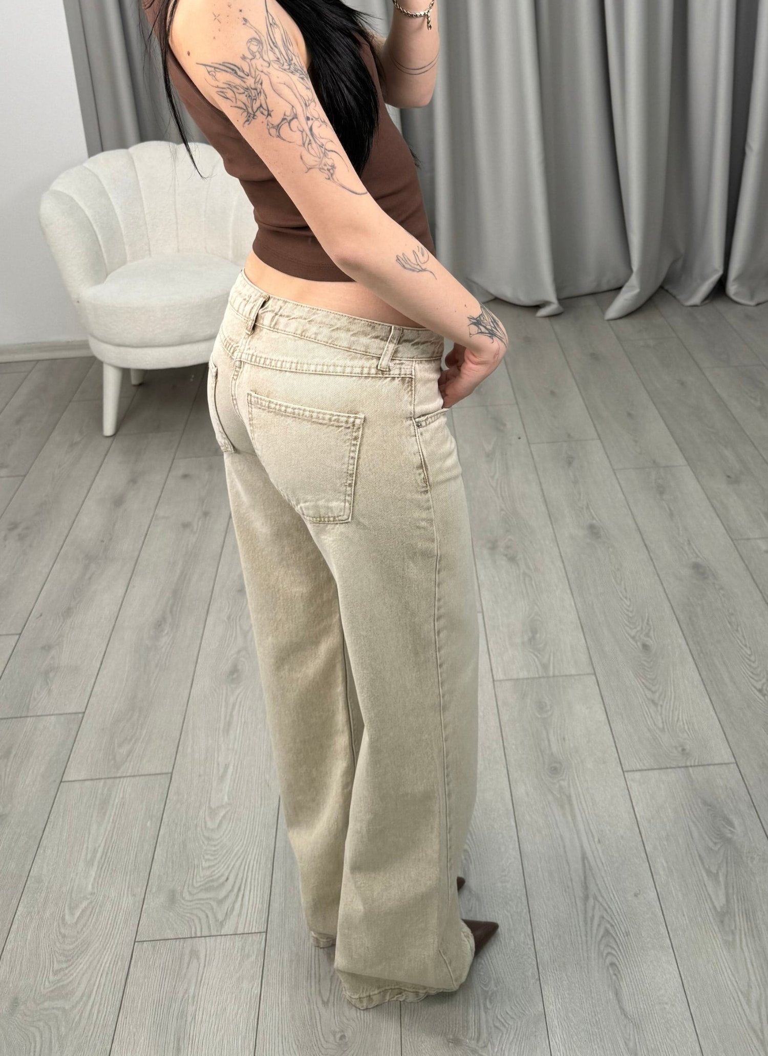 Rebekah Düşük Bel Pantolon Bej