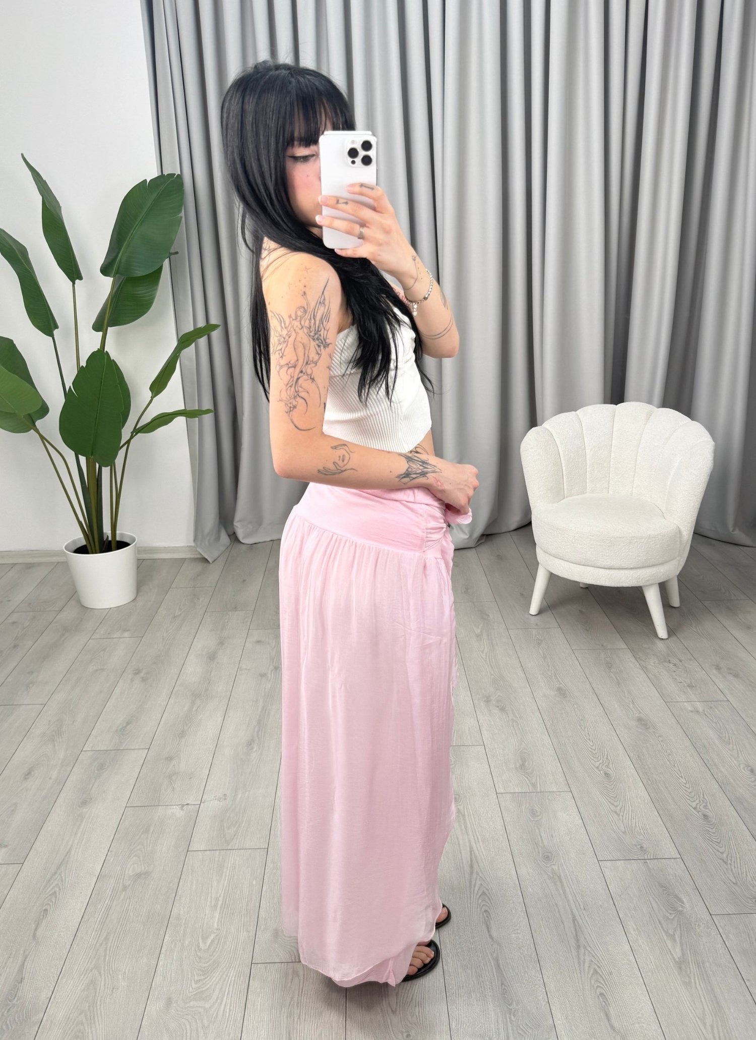 Svilna Pantolon Pembe