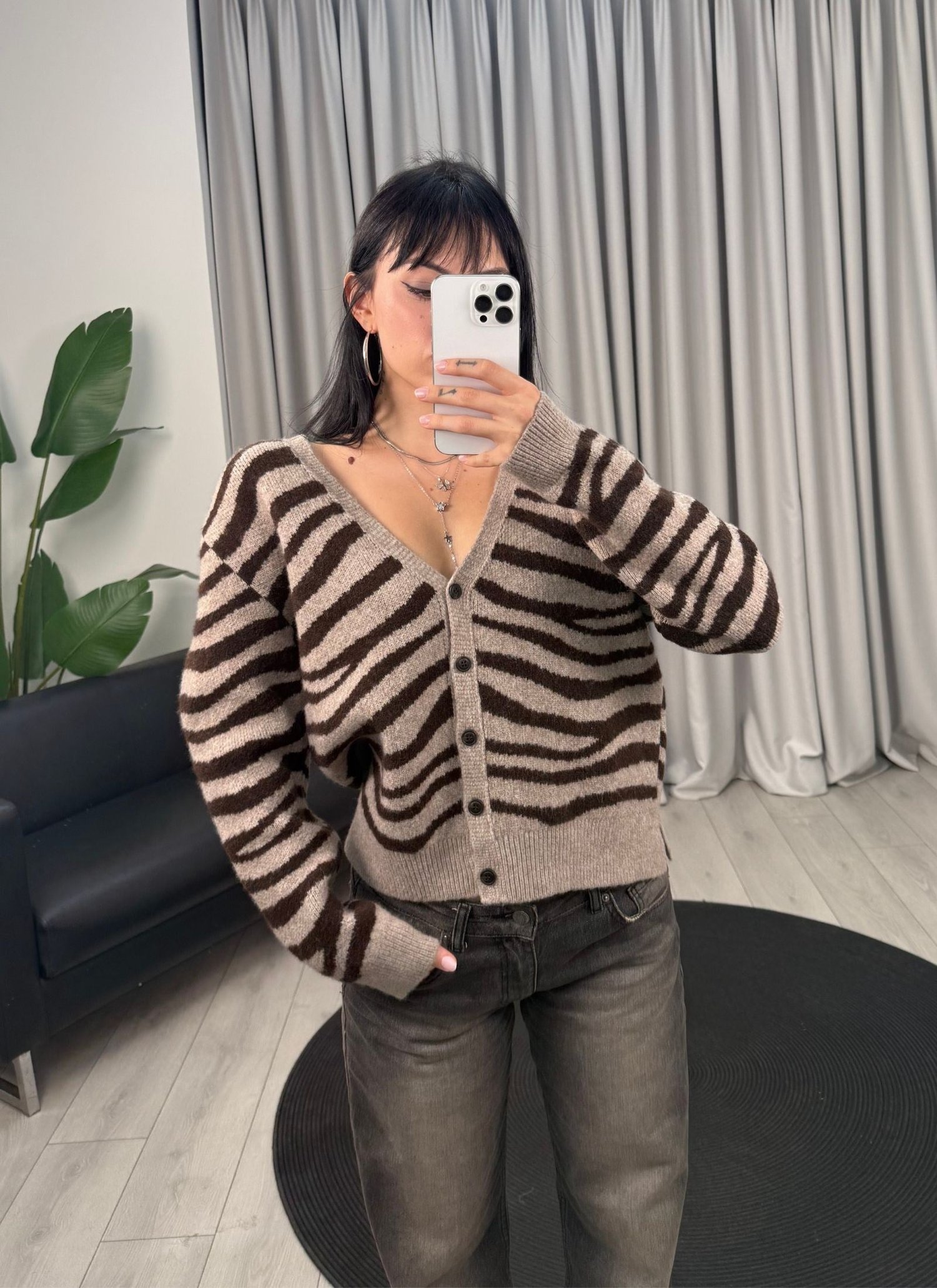 Troy Zebra Hırka Kahve
