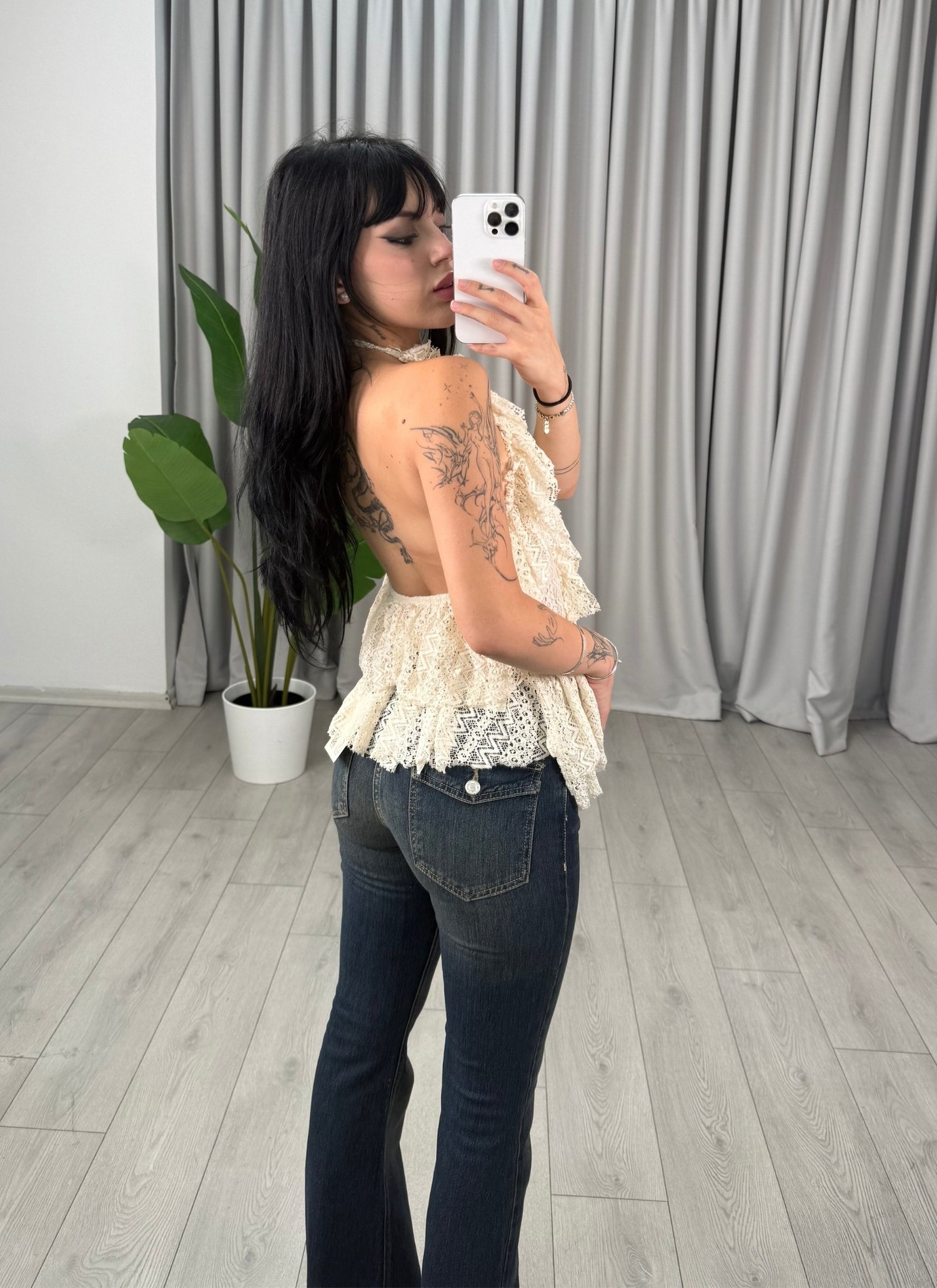 Verona Dantelli Bluz Krem