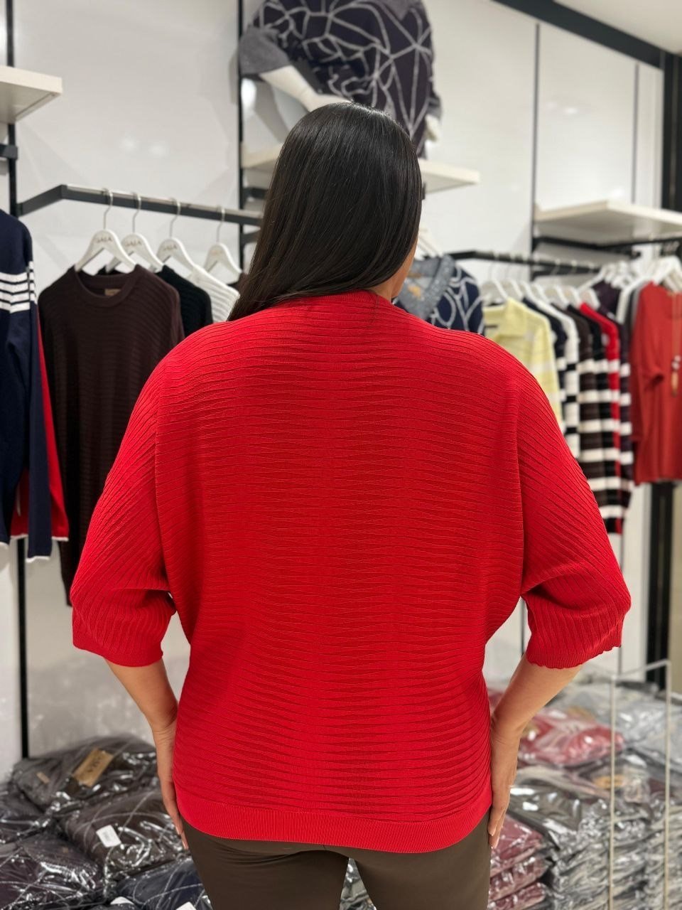 Kırmızı Viskon Yarasa Kol Bluz 