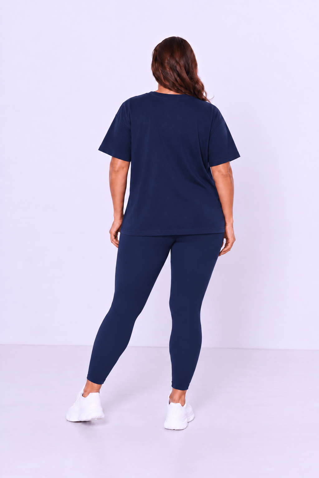 Oversize Basic T-Shirt Ayıcık Nakışlı  - LACİVERT