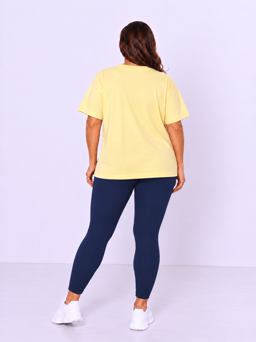 Oversize Basic T-Shirt Ayıcık Nakışlı  - SARI 