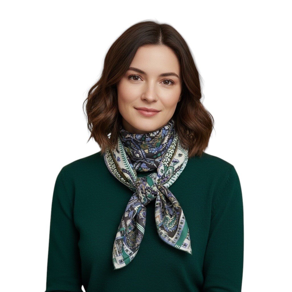 ✨ %100 Saf İpek Celine Eşarp - Özel Tasarım Tok Duruşlu ✨110x110