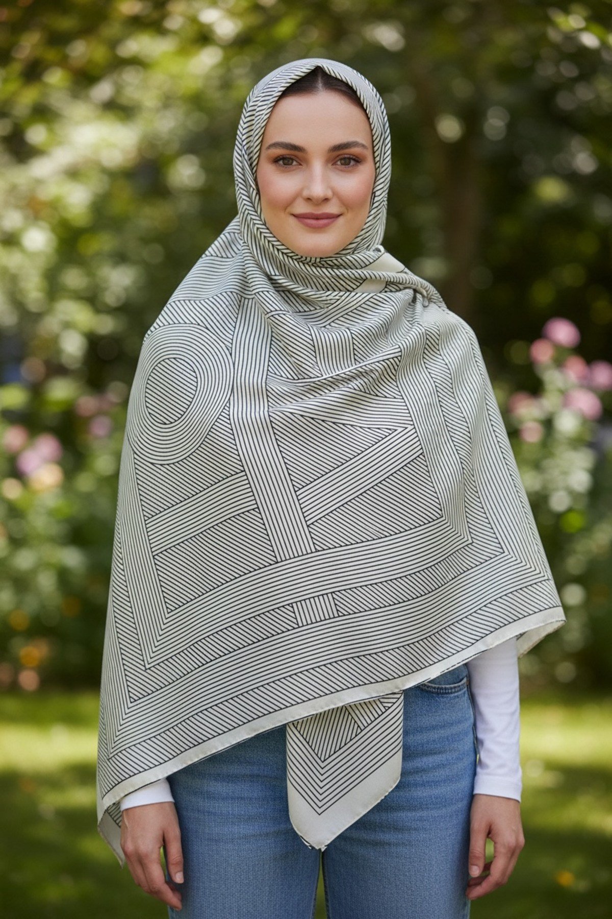 ✨ %100 Saf İpek Crepe de Chine Eşarp - Özel Tasarım Tok Duruşlu ✨90x90