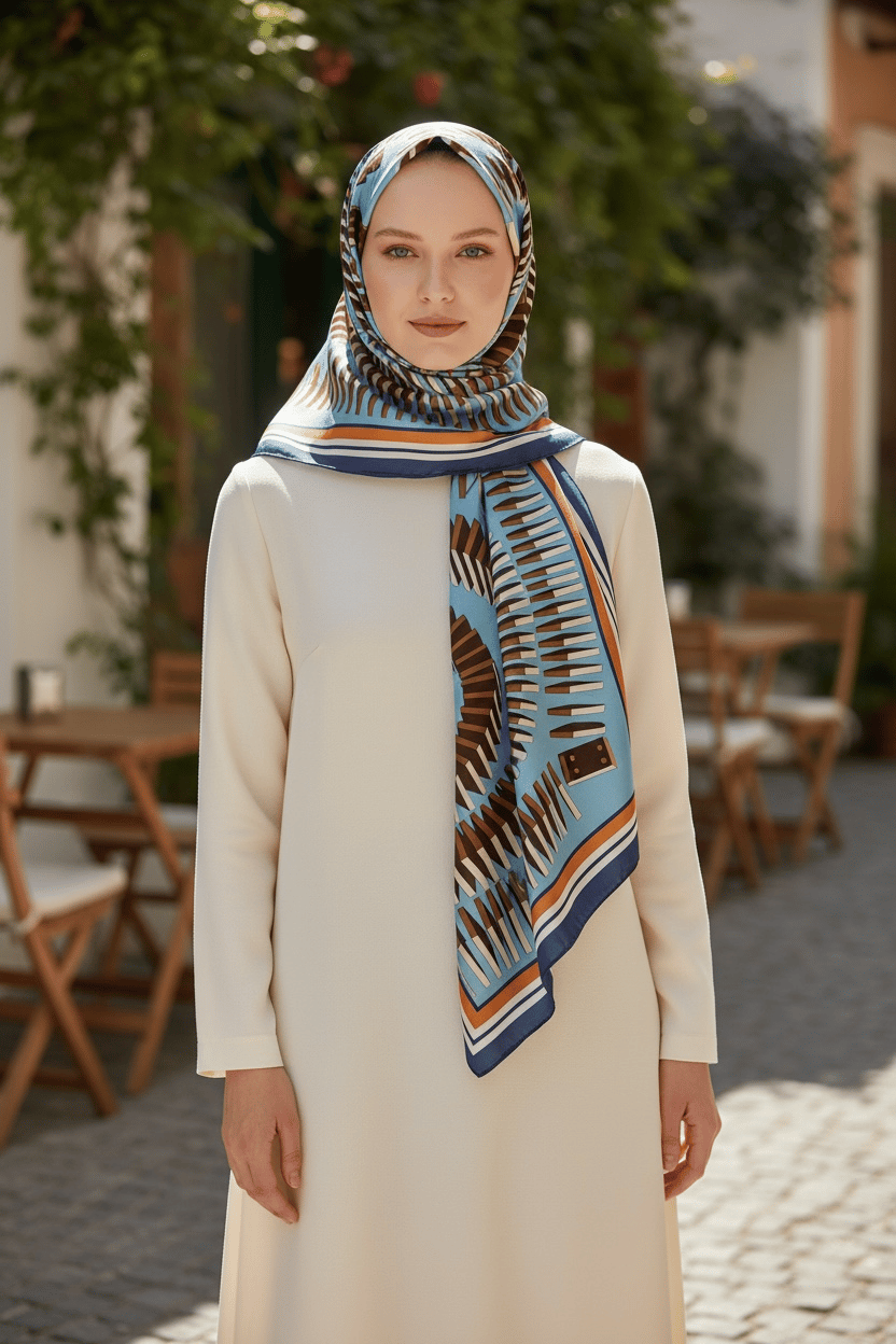 ✨ %100 Saf İpek Crepe de Chine Eşarp - Özel Tasarım Tok Duruşlu ✨90x90