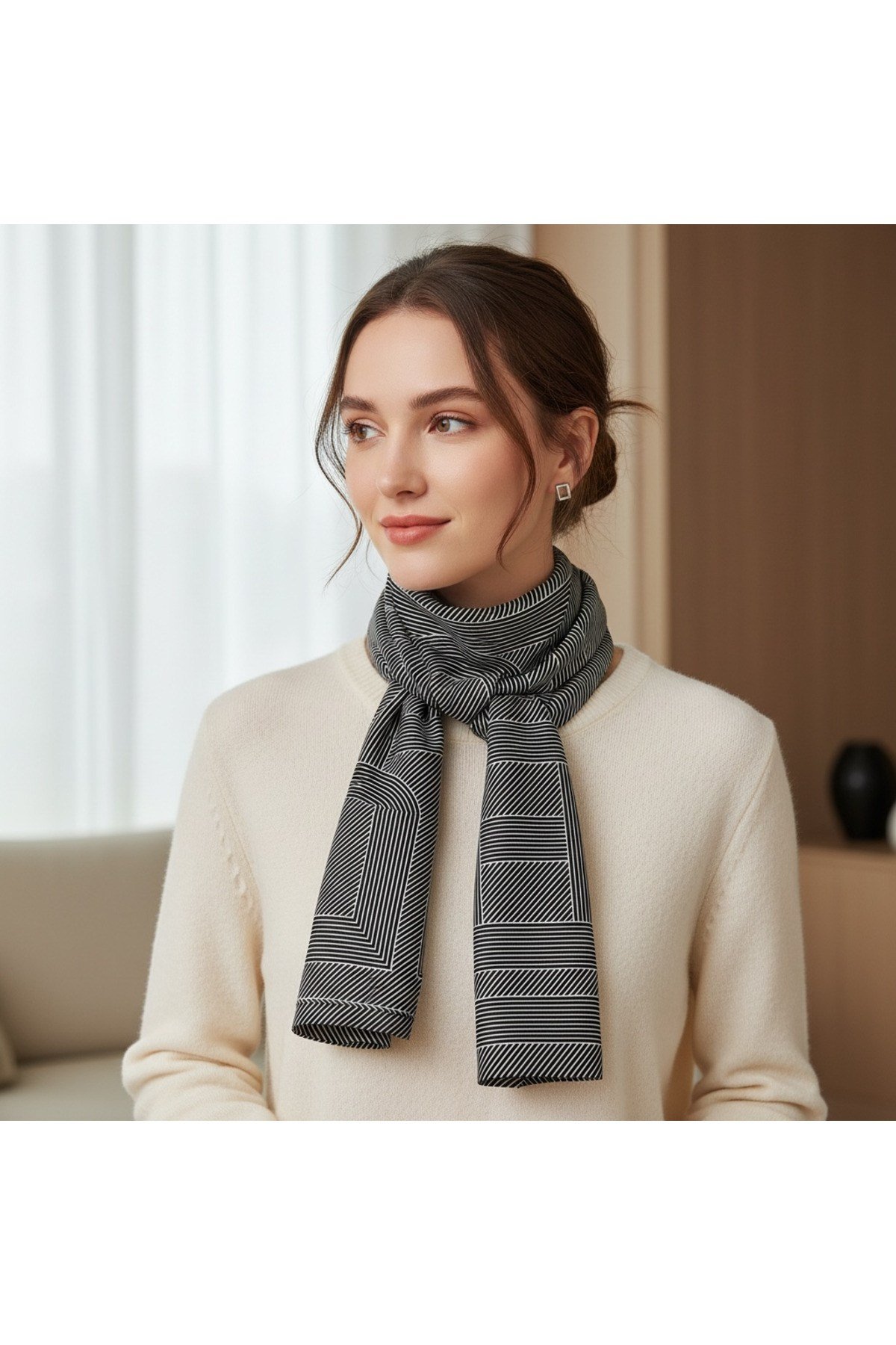 ✨ %100 Saf İpek Crepe de Chine Eşarp - Özel Tasarım Tok Duruşlu ✨90x90