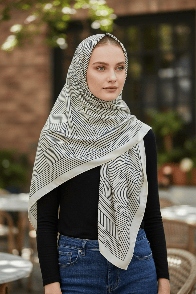 ✨ %100 Saf İpek Crepe de Chine Eşarp - Özel Tasarım Tok Duruşlu ✨90x90
