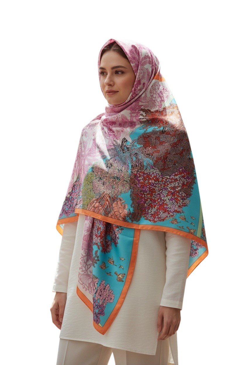 ✨ %100 Saf İpek Twill Eşarp - Özel Tasarım Tok Duruşlu ✨90x90