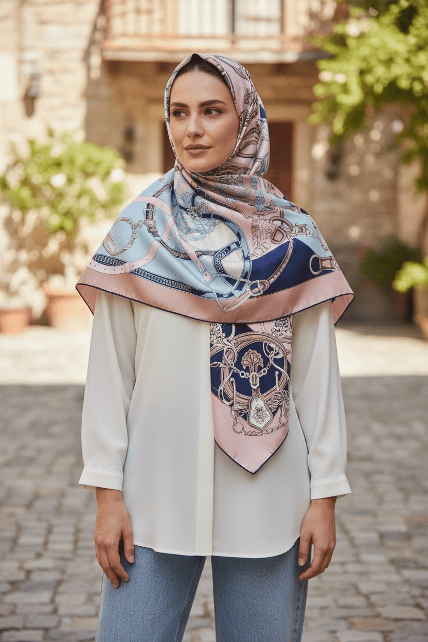 ✨ %100 Saf İpek Twill Eşarp - Özel Tasarım Tok Duruşlu ✨90x90