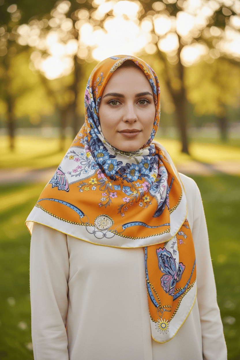 ✨ %100 Saf İpek Twill Eşarp - Özel Tasarım Tok Duruşlu ✨90x90