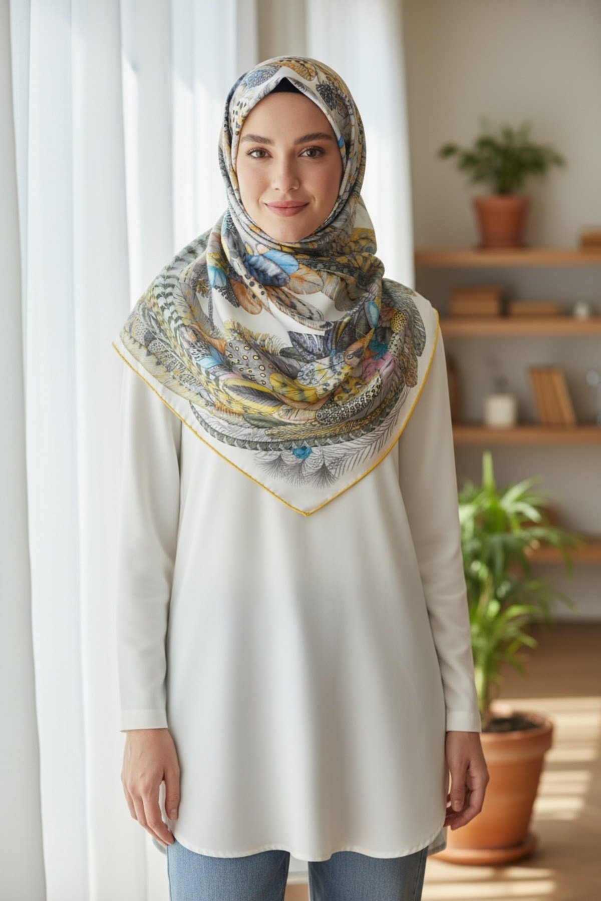 ✨ %100 Saf İpek Twill Eşarp - Özel Tasarım Tok Duruşlu ✨90x90