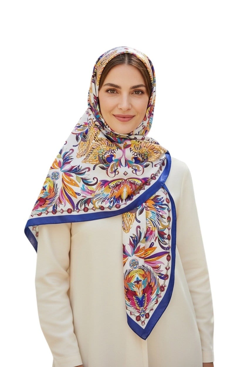 ✨ %100 Saf İpek Twill Eşarp - Özel Tasarım Tok Duruşlu ✨90x90