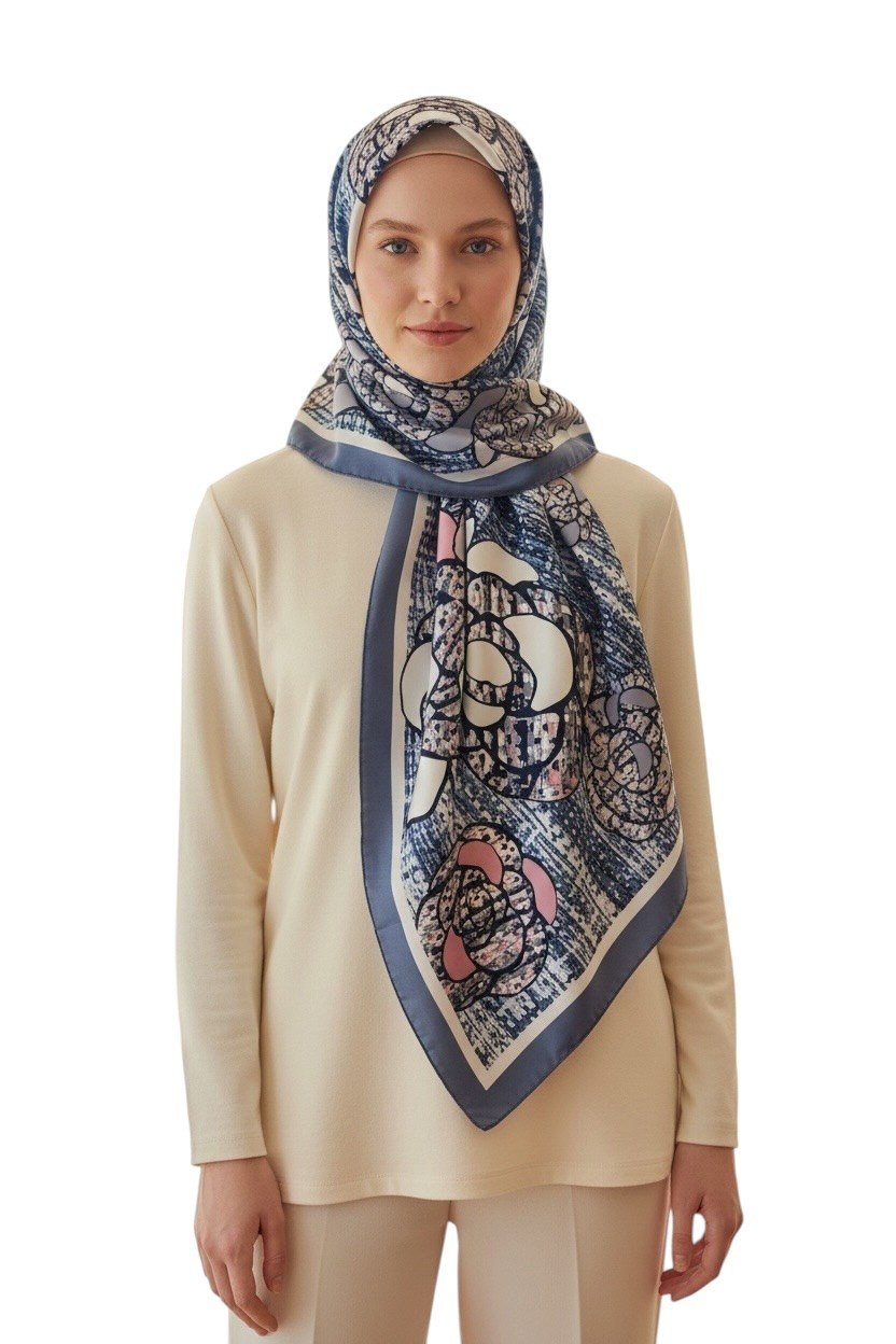 ✨ %100 Saf İpek Twill Eşarp - Özel Tasarım Tok Duruşlu ✨90x90