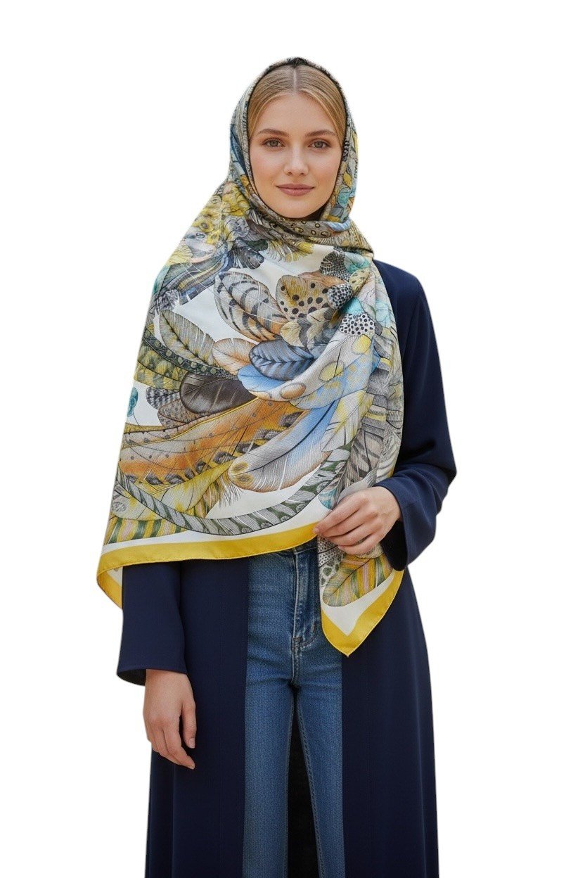 ✨ %100 Saf İpek Twill Eşarp - Özel Tasarım Tok Duruşlu ✨90x90