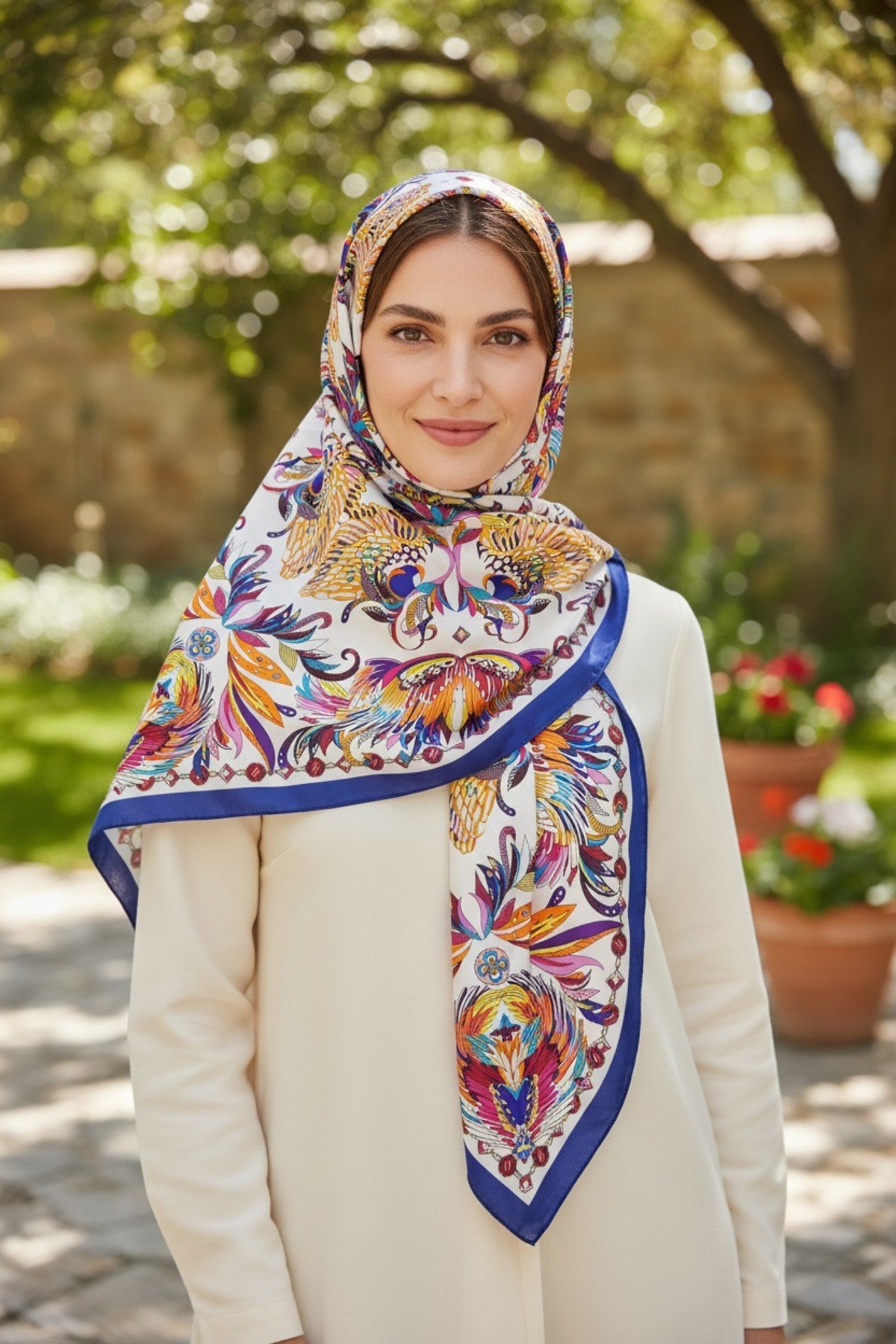 ✨ %100 Saf İpek Twill Eşarp - Özel Tasarım Tok Duruşlu ✨90x90