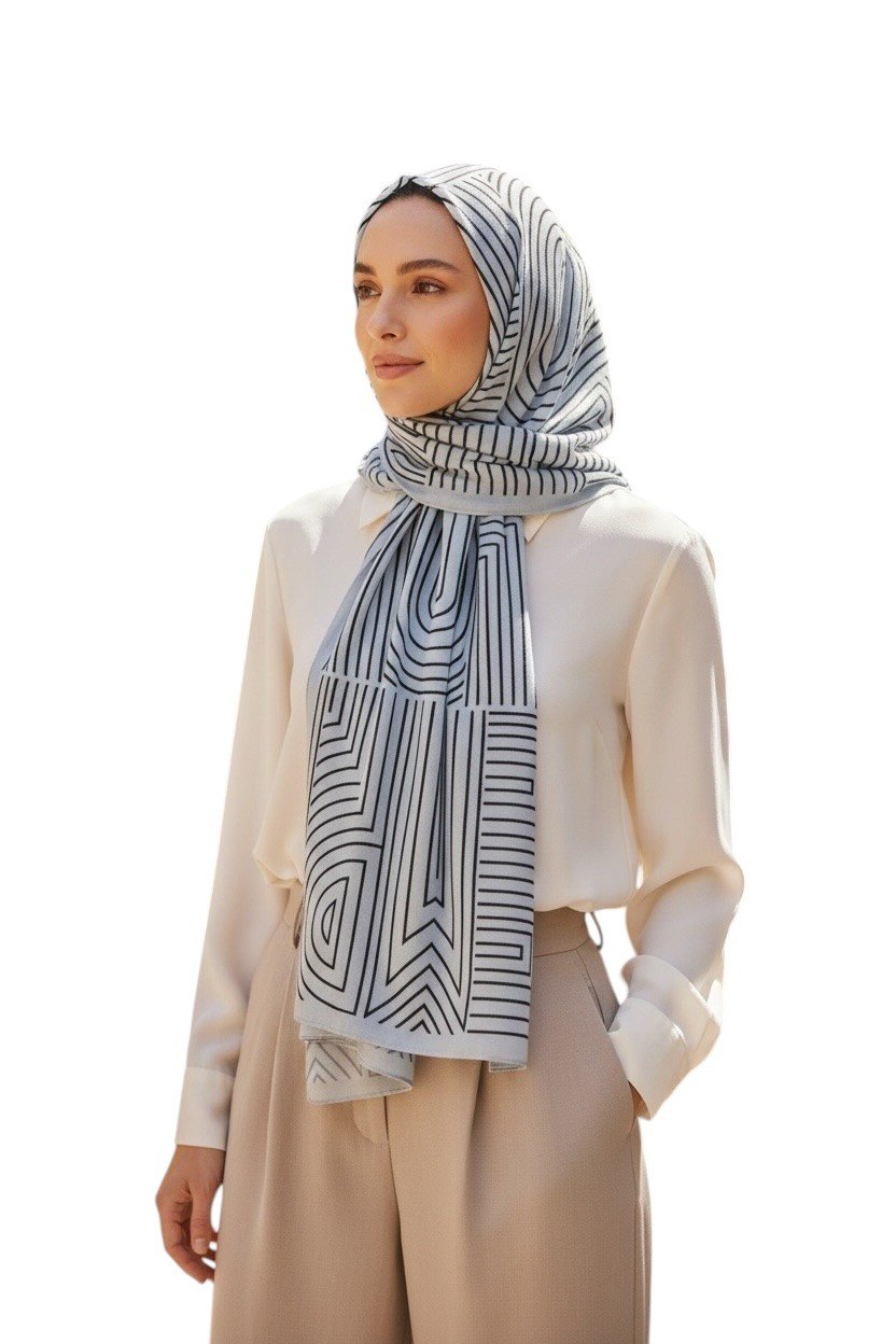 ✨ %100 Saf İpek Twill Eşarp - Özel Tasarım Tok Duruşlu ✨90x90