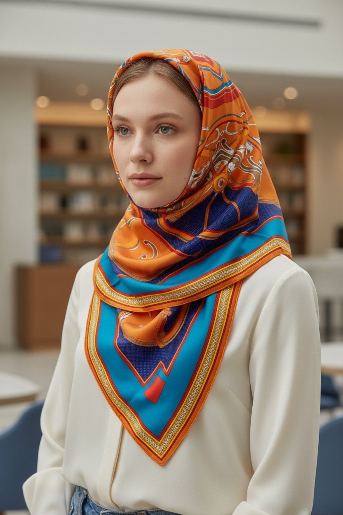 ✨ %100 Saf İpek Twill Eşarp - Özel Tasarım Tok Duruşlu ✨90x90
