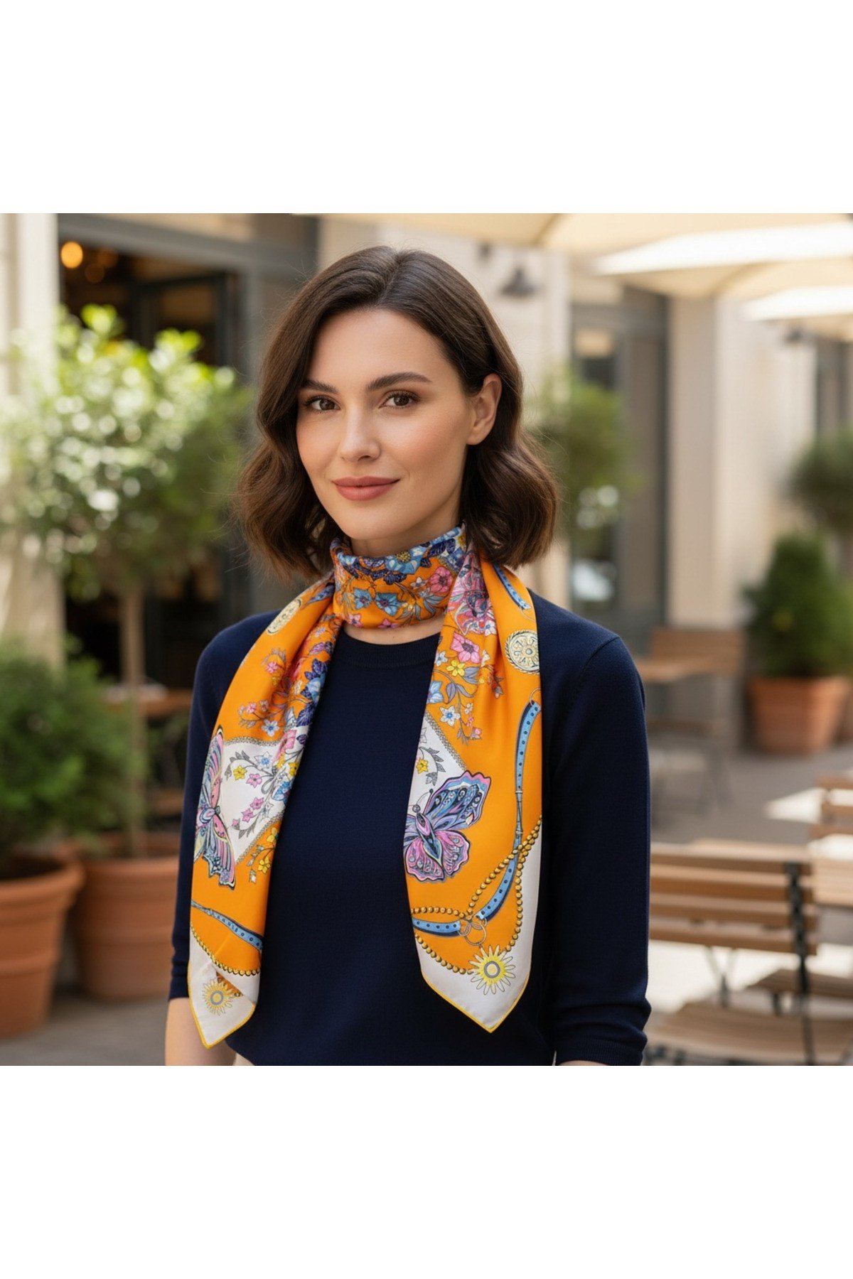 ✨ %100 Saf İpek Twill Eşarp - Özel Tasarım Tok Duruşlu ✨90x90