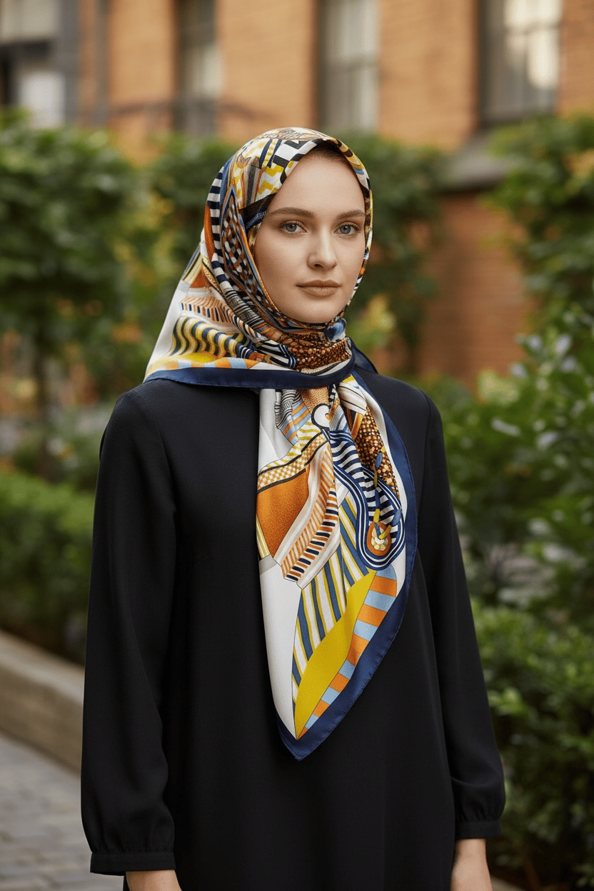 ✨ %100 Saf İpek Twill Eşarp - Özel Tasarım Tok Duruşlu ✨90x90