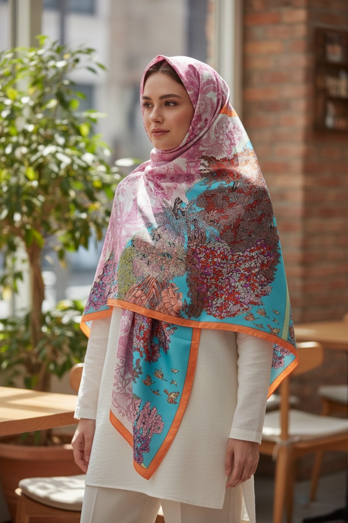 ✨ %100 Saf İpek Twill Eşarp - Özel Tasarım Tok Duruşlu ✨90x90