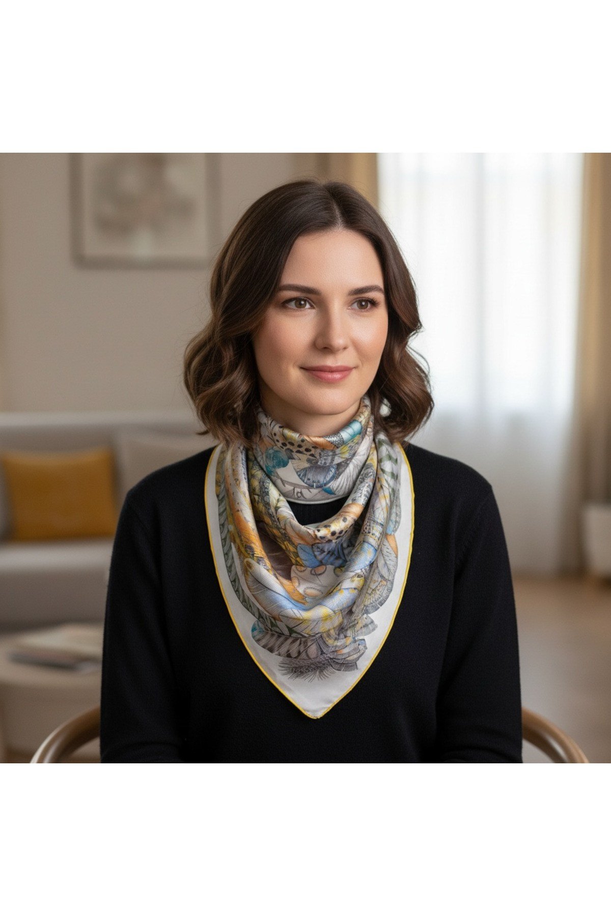 ✨ %100 Saf İpek Twill Eşarp - Özel Tasarım Tok Duruşlu ✨90x90
