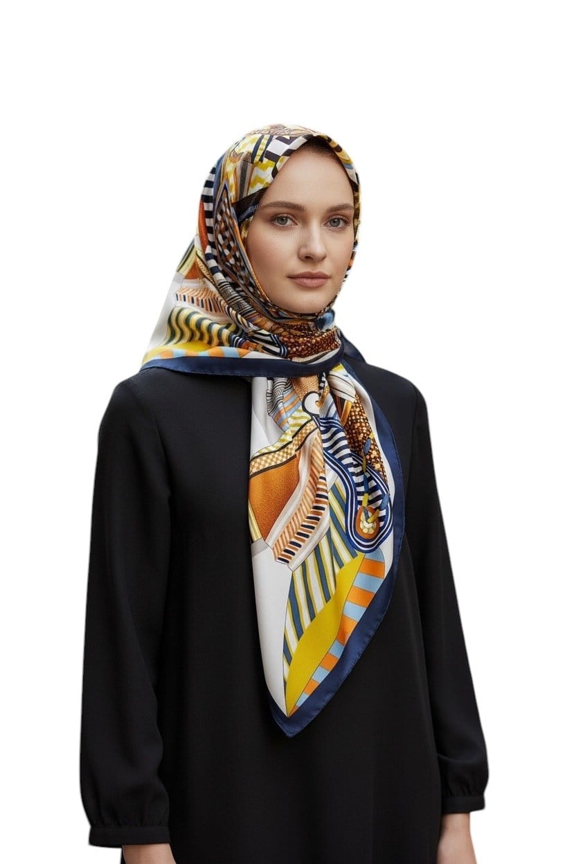 ✨ %100 Saf İpek Twill Eşarp - Özel Tasarım Tok Duruşlu ✨90x90