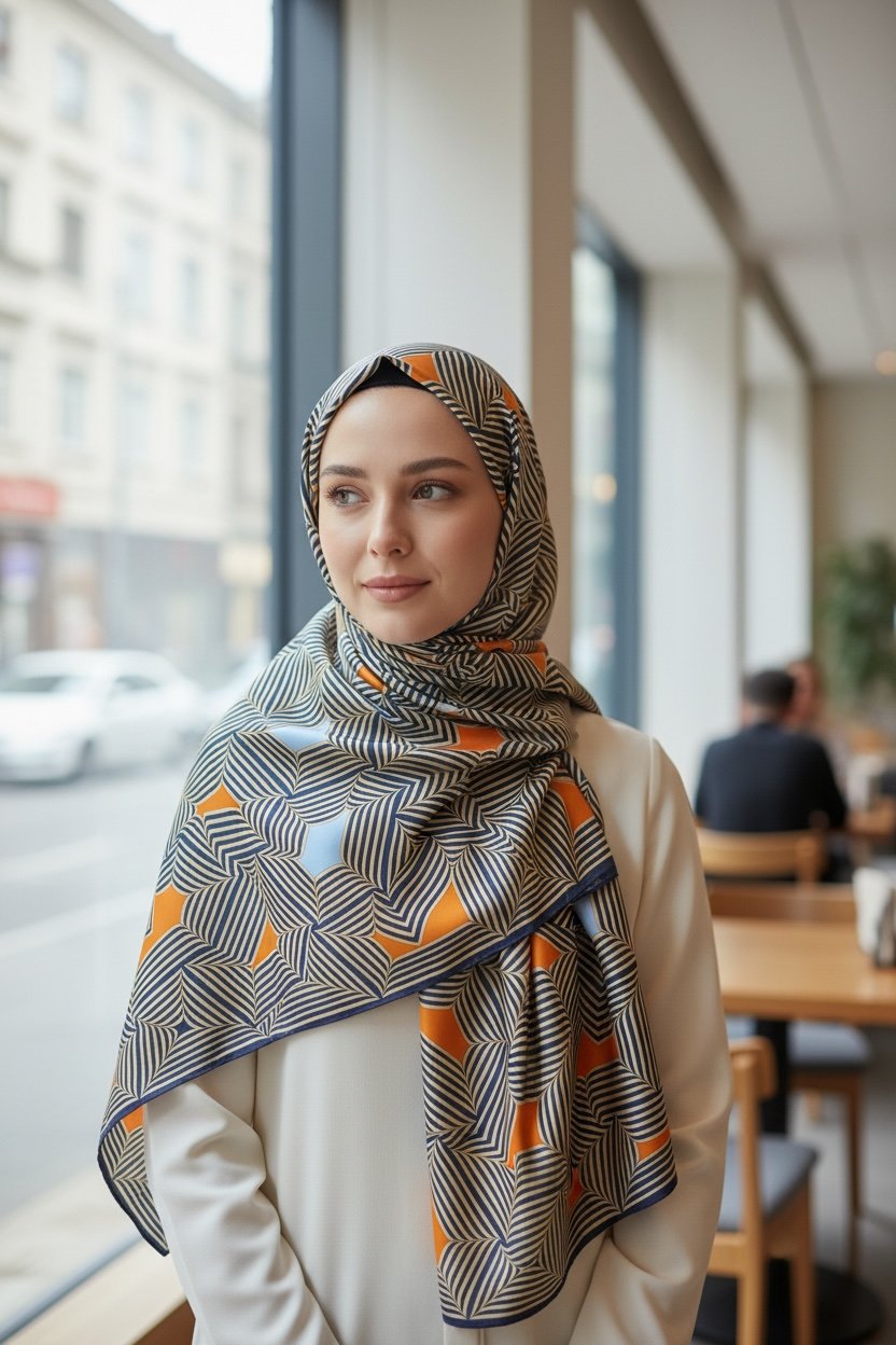 ✨ %100 Saf İpek Twill Eşarp - Özel Tasarım Tok Duruşlu ✨90x90