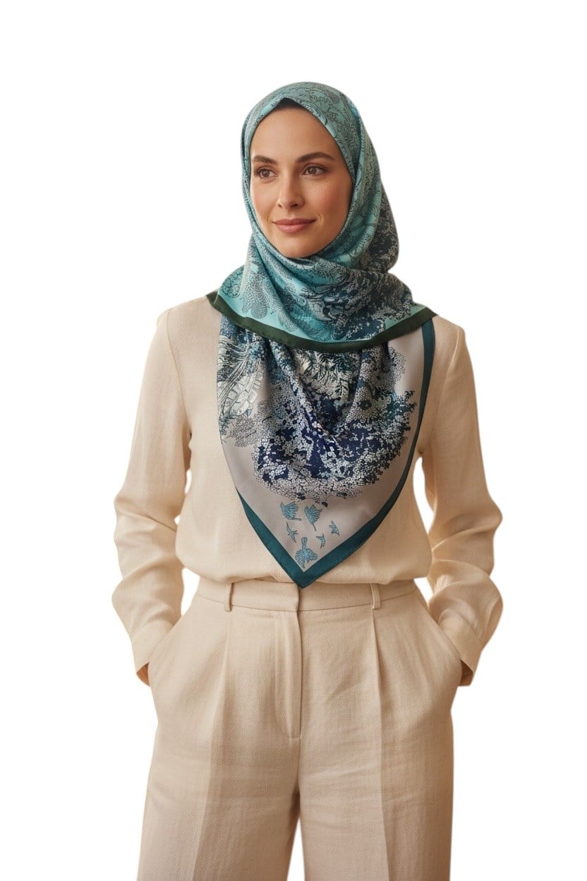 ✨ %100 Saf İpek Twill Eşarp - Özel Tasarım Tok Duruşlu ✨90x90