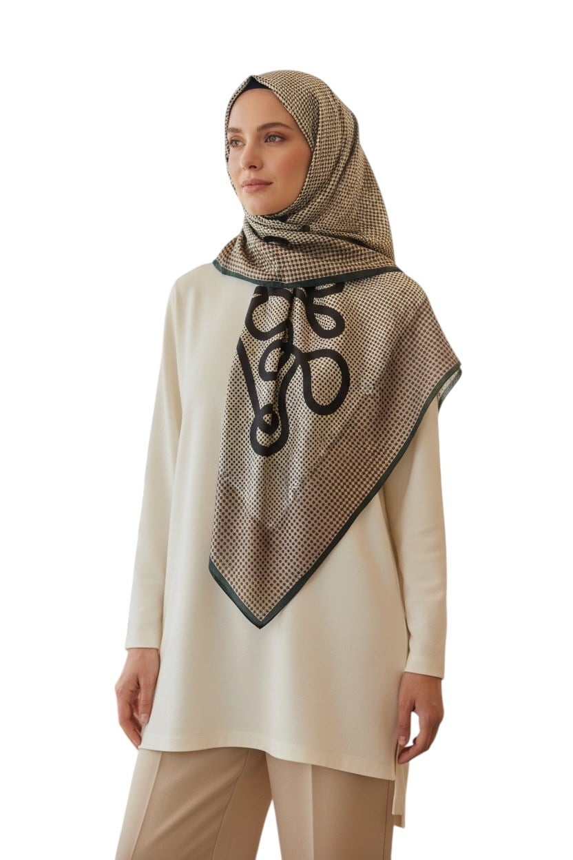 ✨ %100 Saf İpek Twill Eşarp - Özel Tasarım Tok Duruşlu ✨90x90