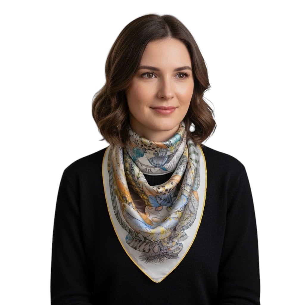 ✨ %100 Saf İpek Twill Eşarp - Özel Tasarım Tok Duruşlu ✨90x90