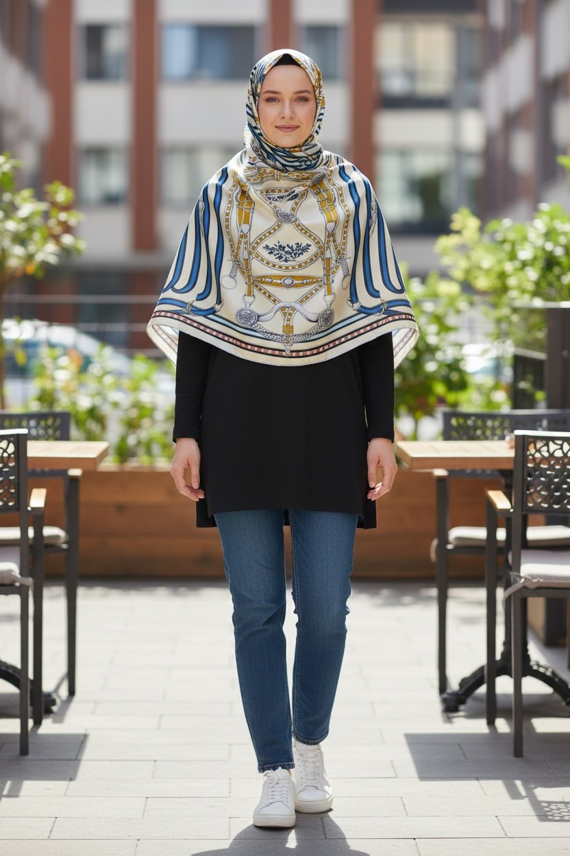 ✨ %100 Saf İpek Twill Eşarp - Özel Tasarım Tok Duruşlu ✨90x90