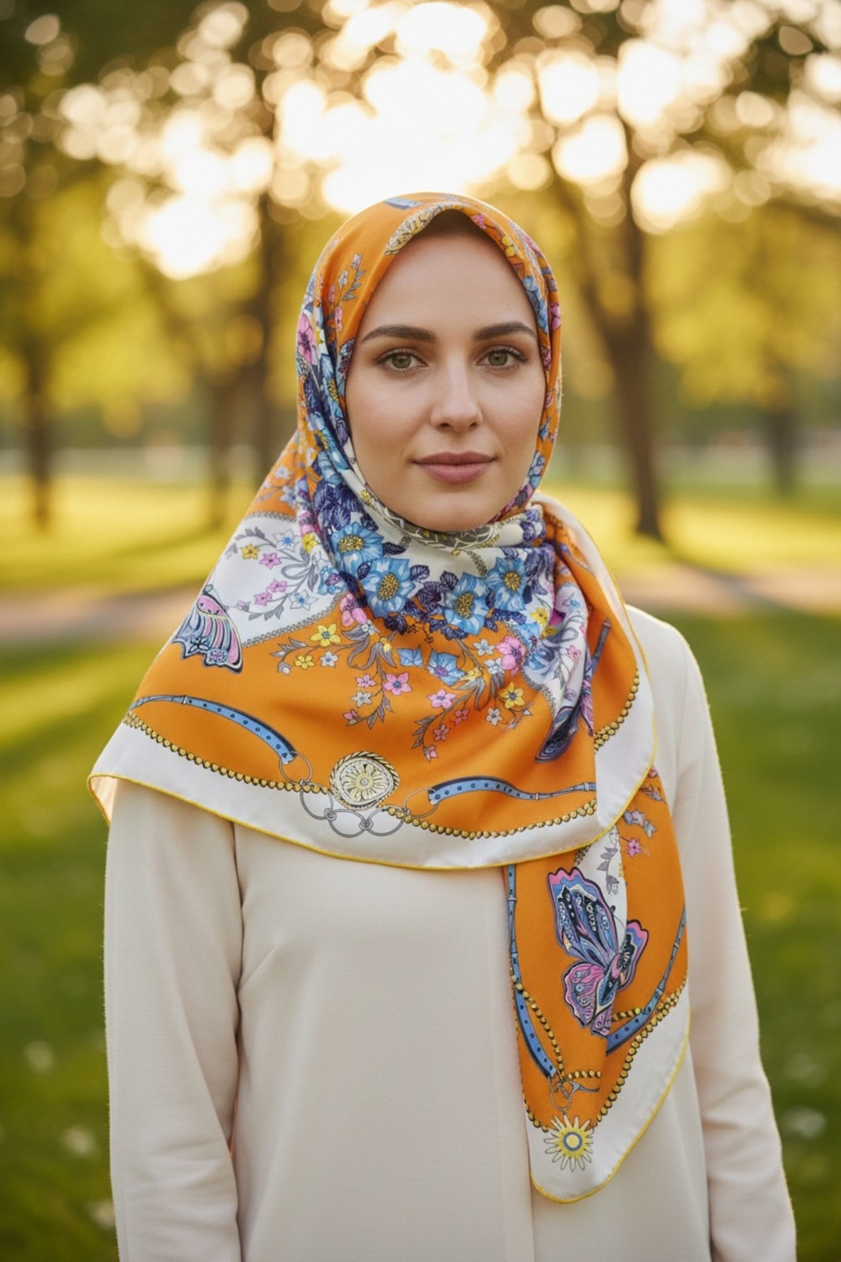 ✨ %100 Saf İpek Twill Eşarp - Özel Tasarım Tok Duruşlu ✨90x90