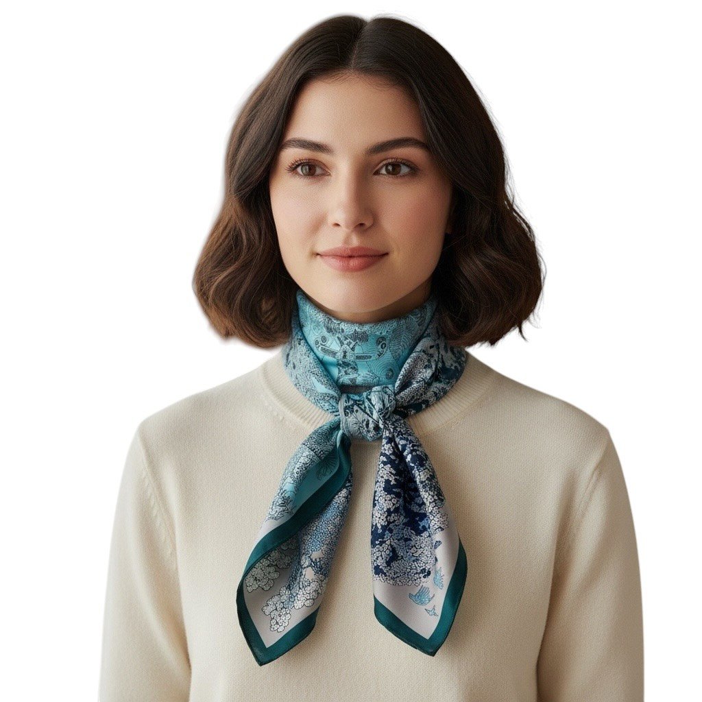 ✨ %100 Saf İpek Twill Eşarp - Özel Tasarım Tok Duruşlu ✨90x90
