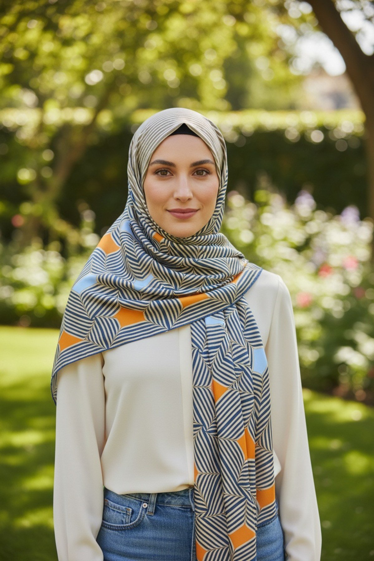 ✨ %100 Saf İpek Twill Eşarp - Özel Tasarım Tok Duruşlu ✨90x90