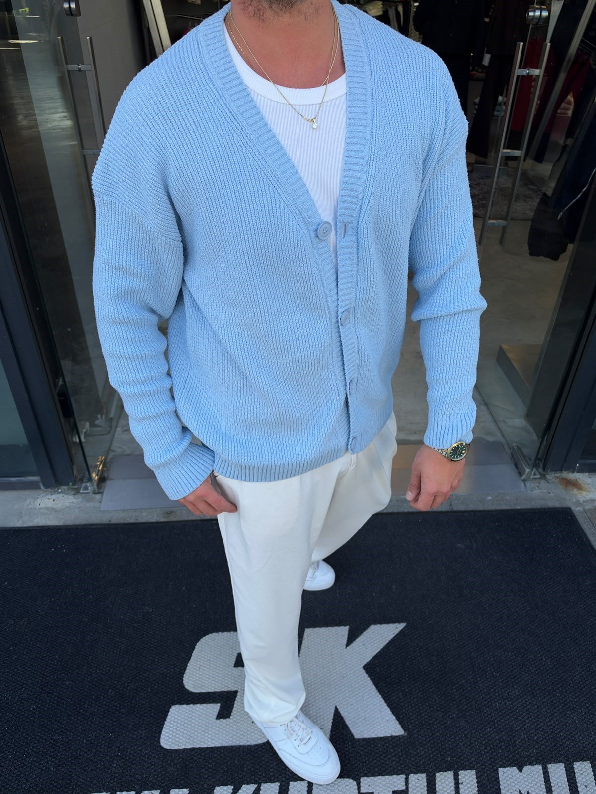 Bebe Mavi Oversize Triko Hırka SF88