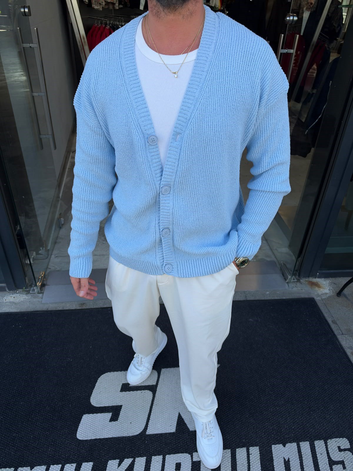Bebe Mavi Oversize Triko Hırka SF88