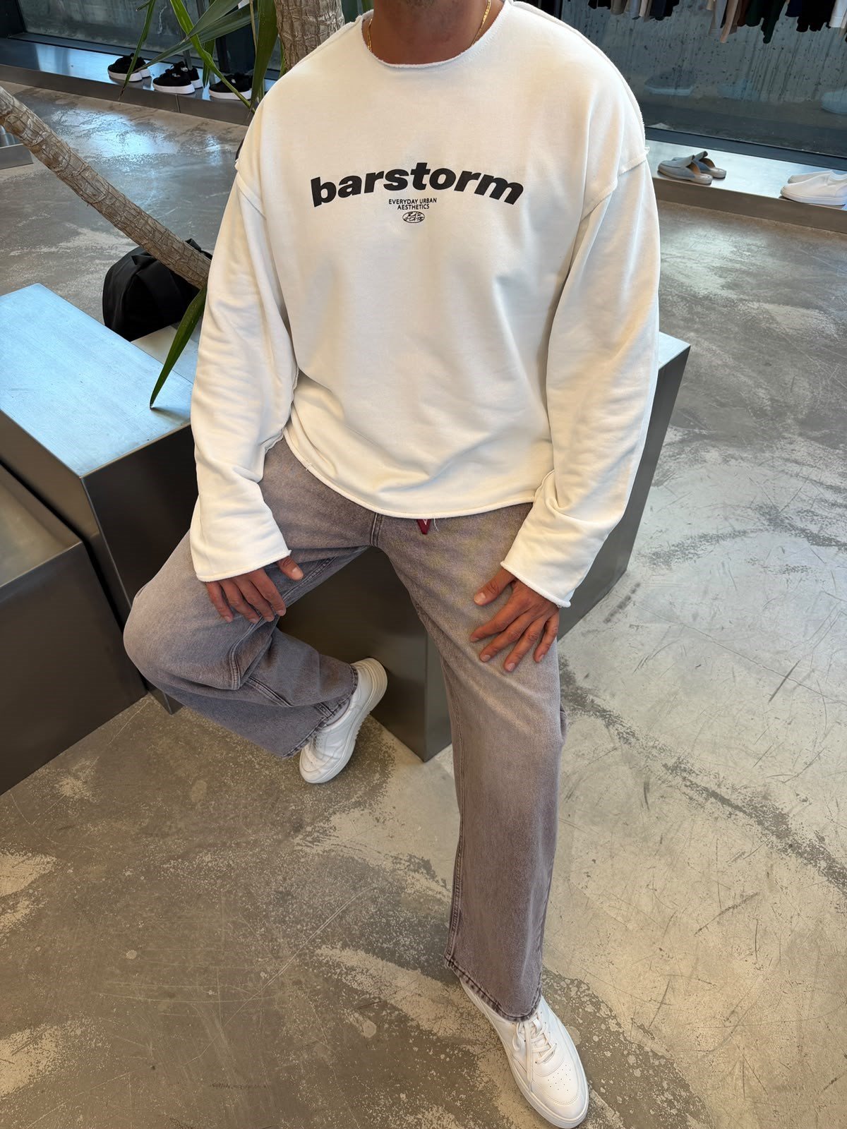Beyaz Barstorm Boxfıt Sweat BR80-104