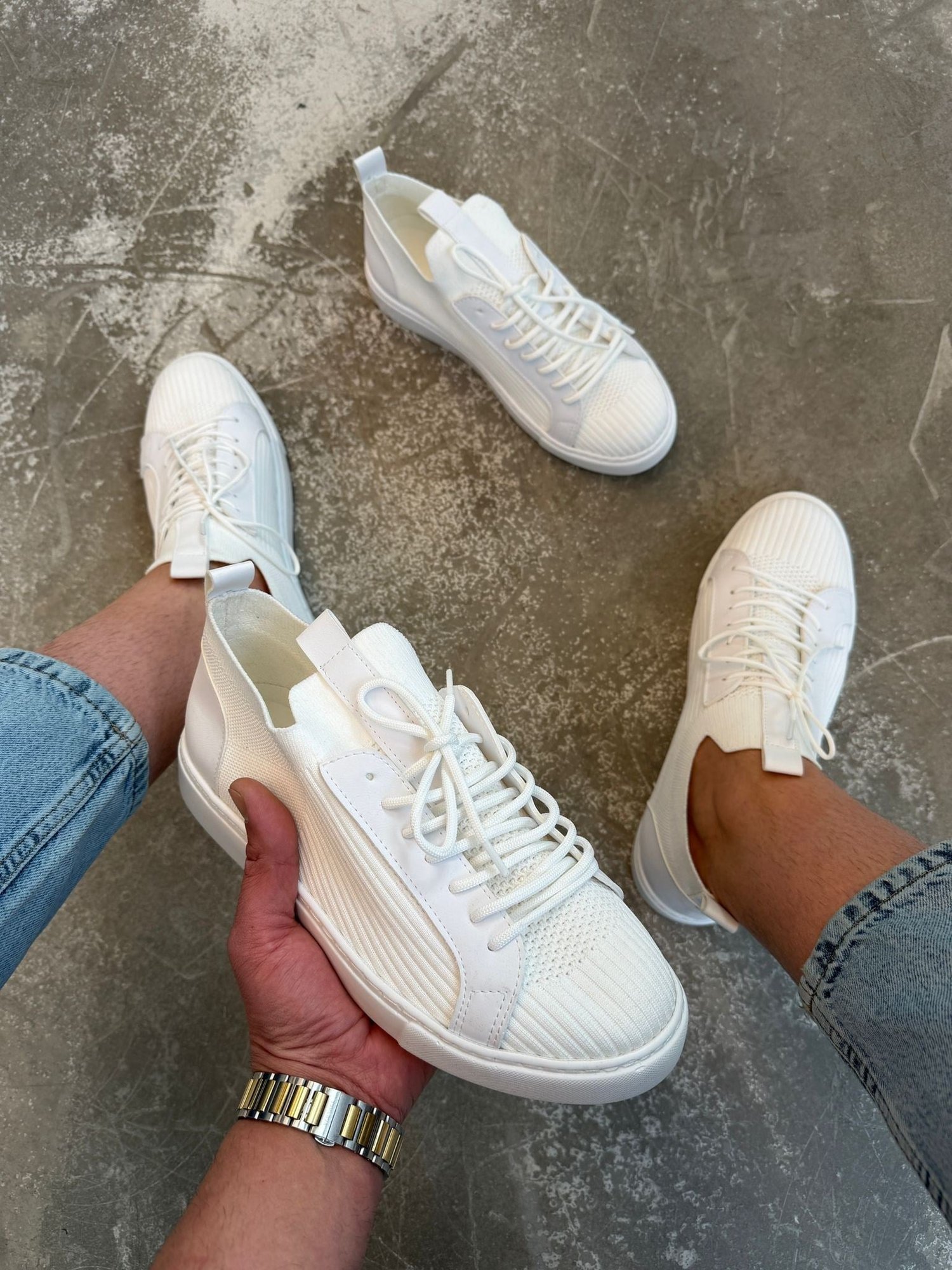 Beyaz Triko Ayakkabı