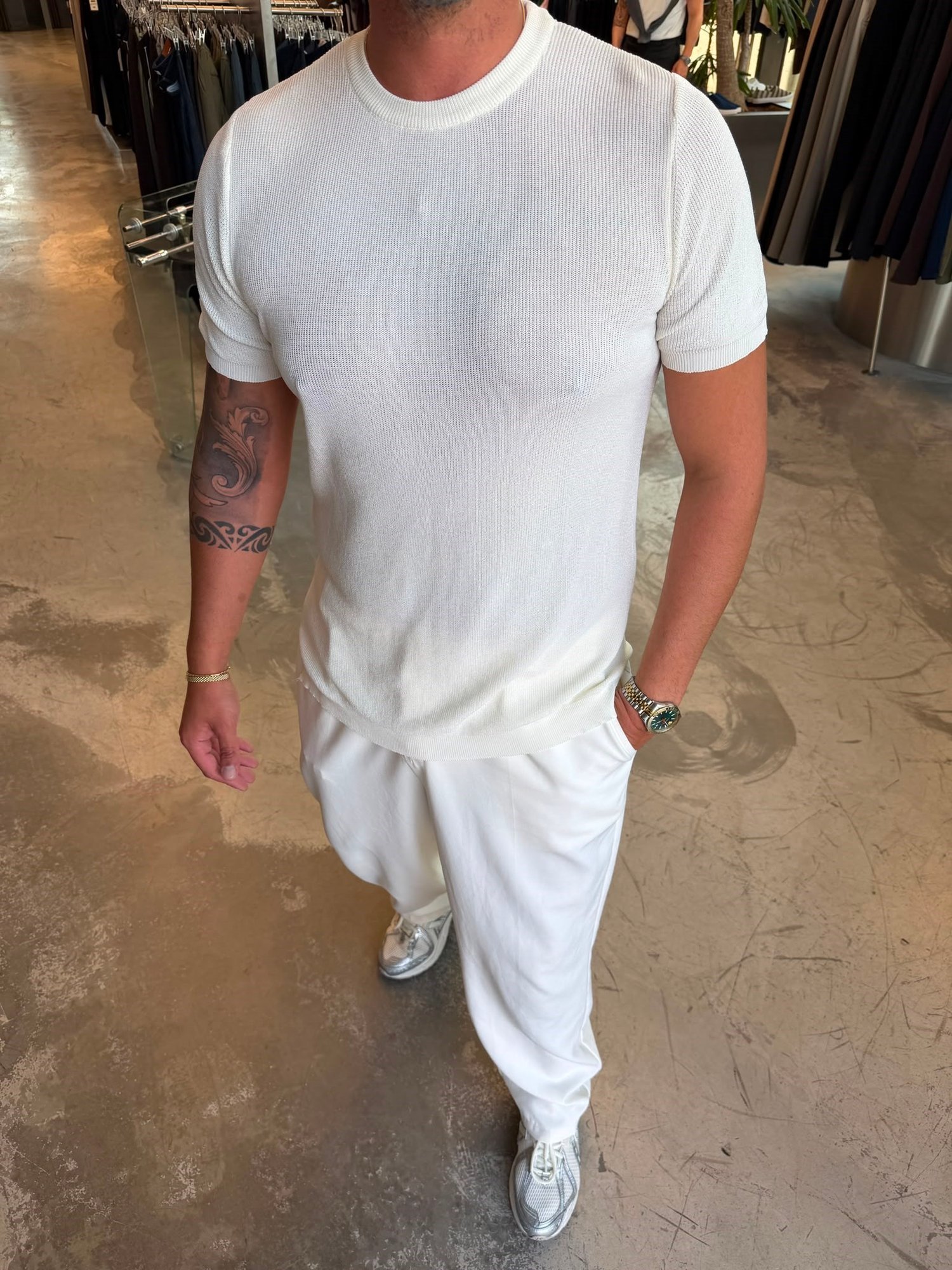 Beyaz Triko Tshirt 