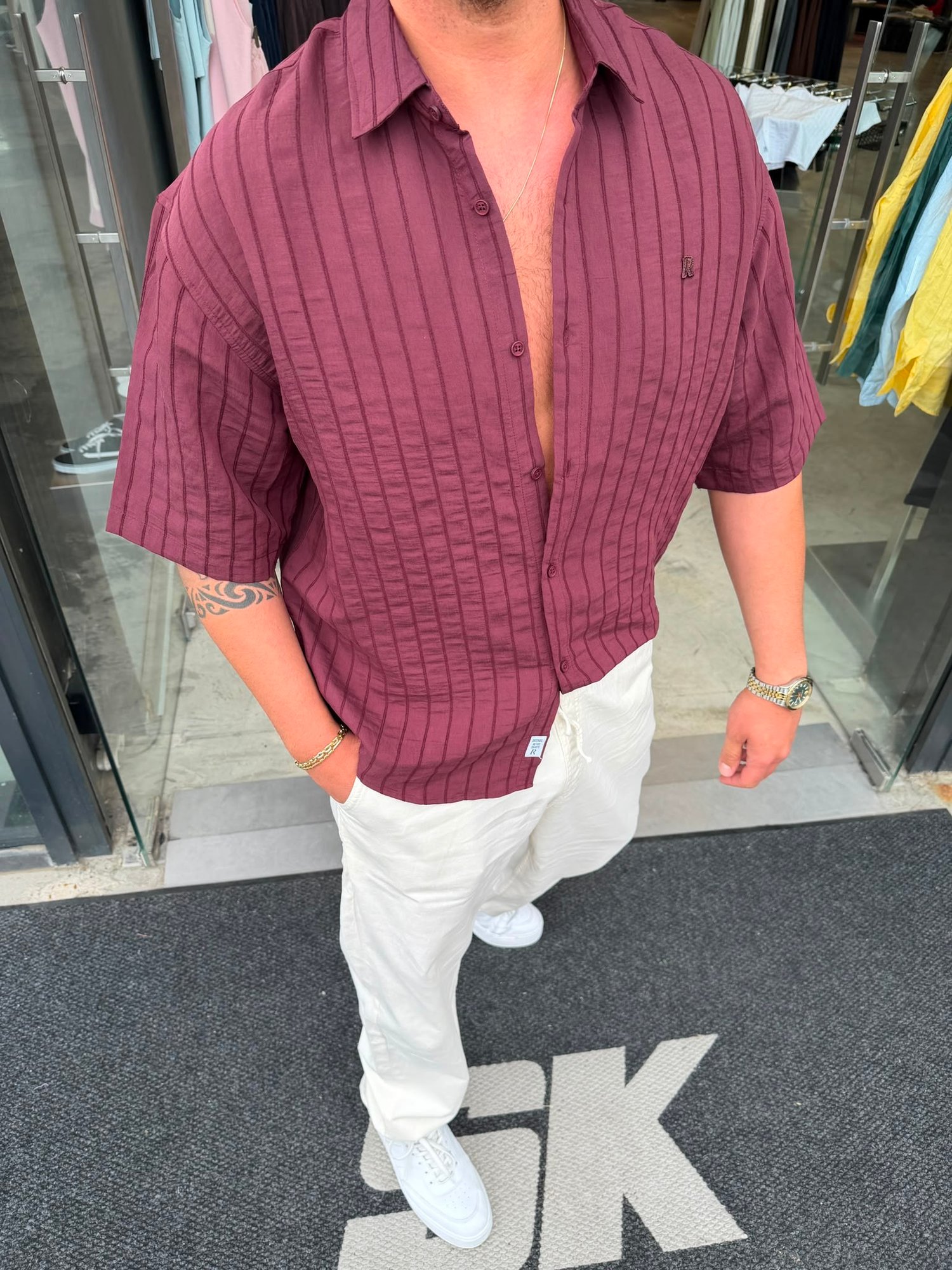 Bordo RT Kısa Kollu Gömlek RT1098